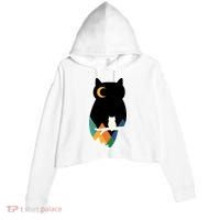 Night Owl Moon Pyramid Crop Fleece Hoodie thumb 0