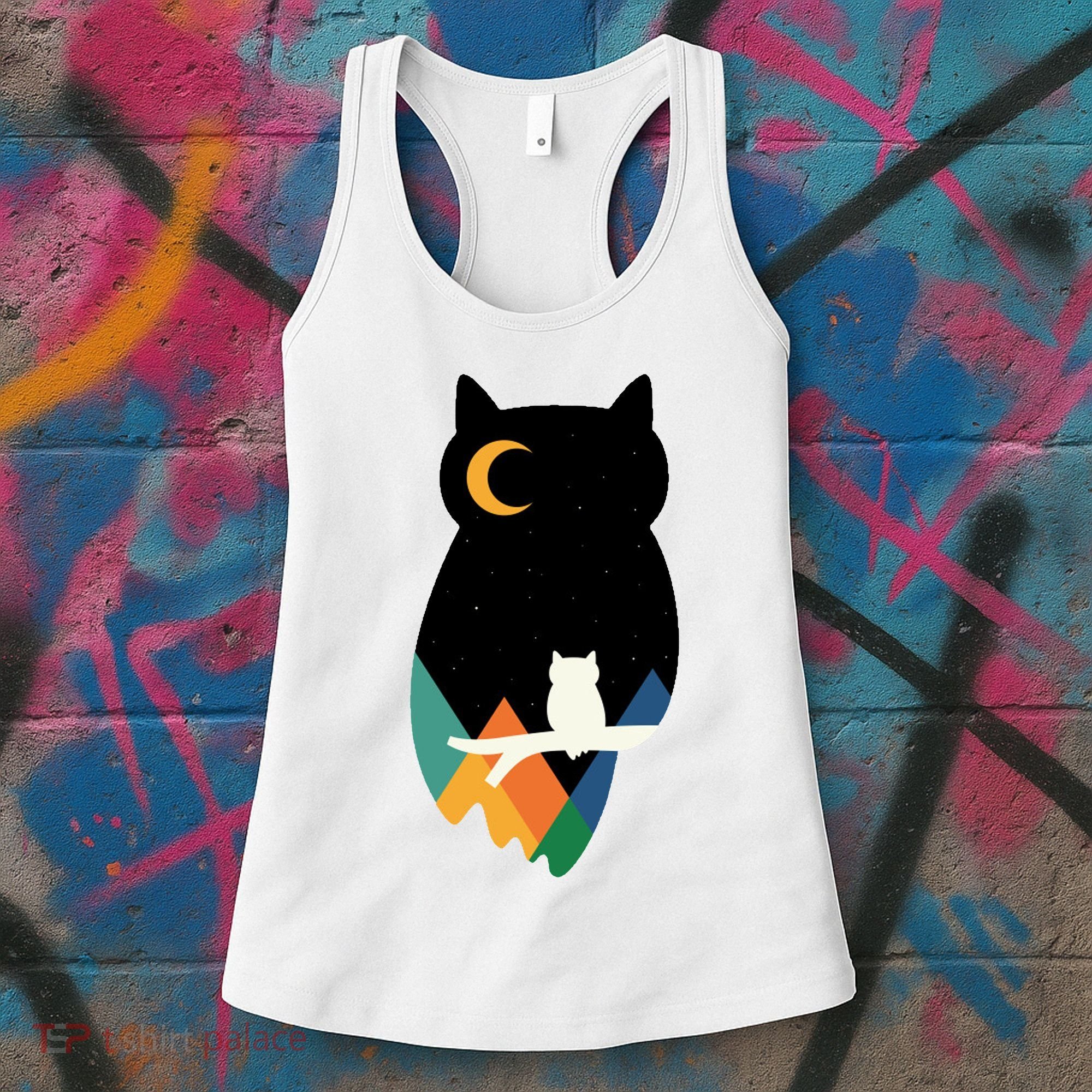 Night Owl Moon Pyramid Women's Tank Top