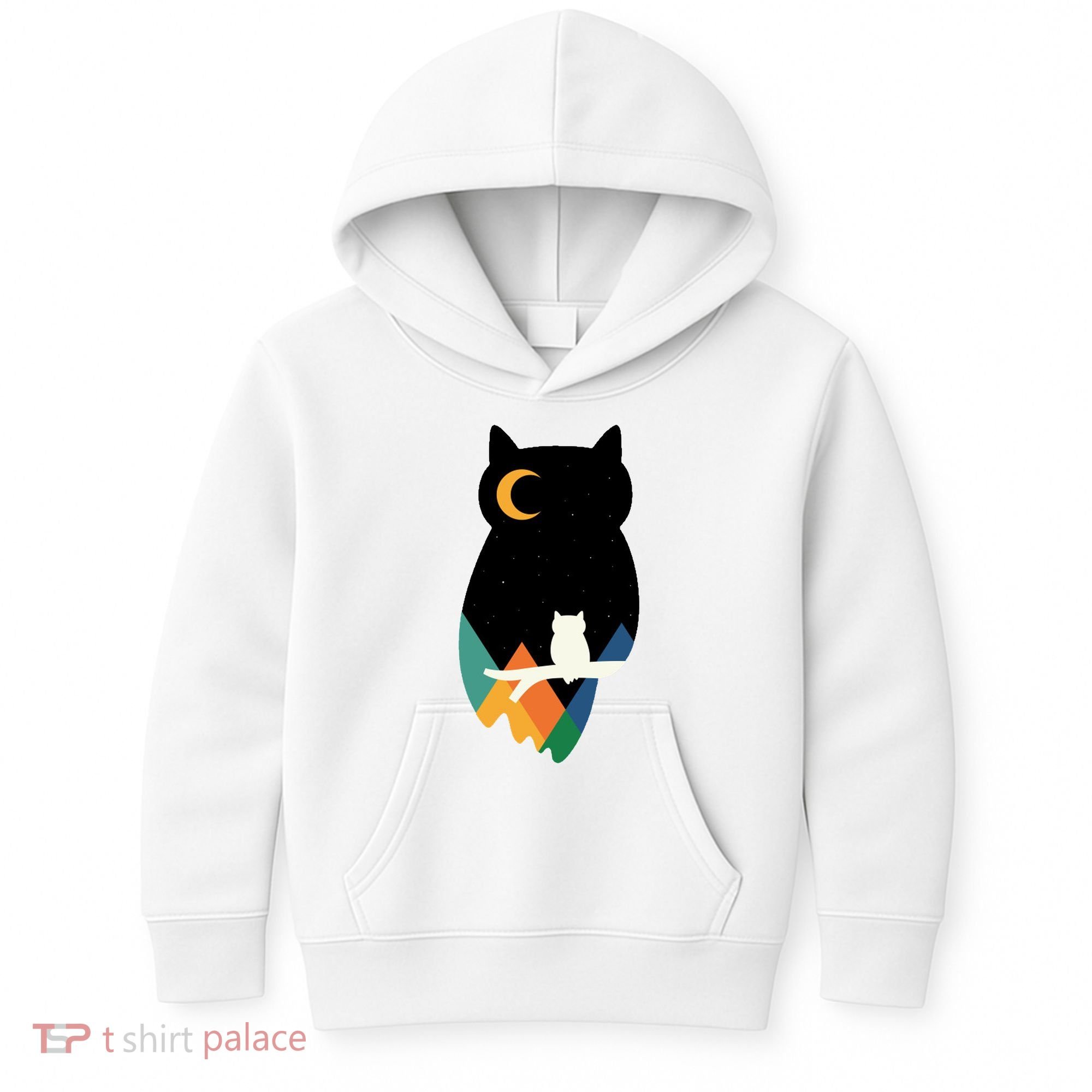 Night Owl Moon Pyramid Kids Hoodie