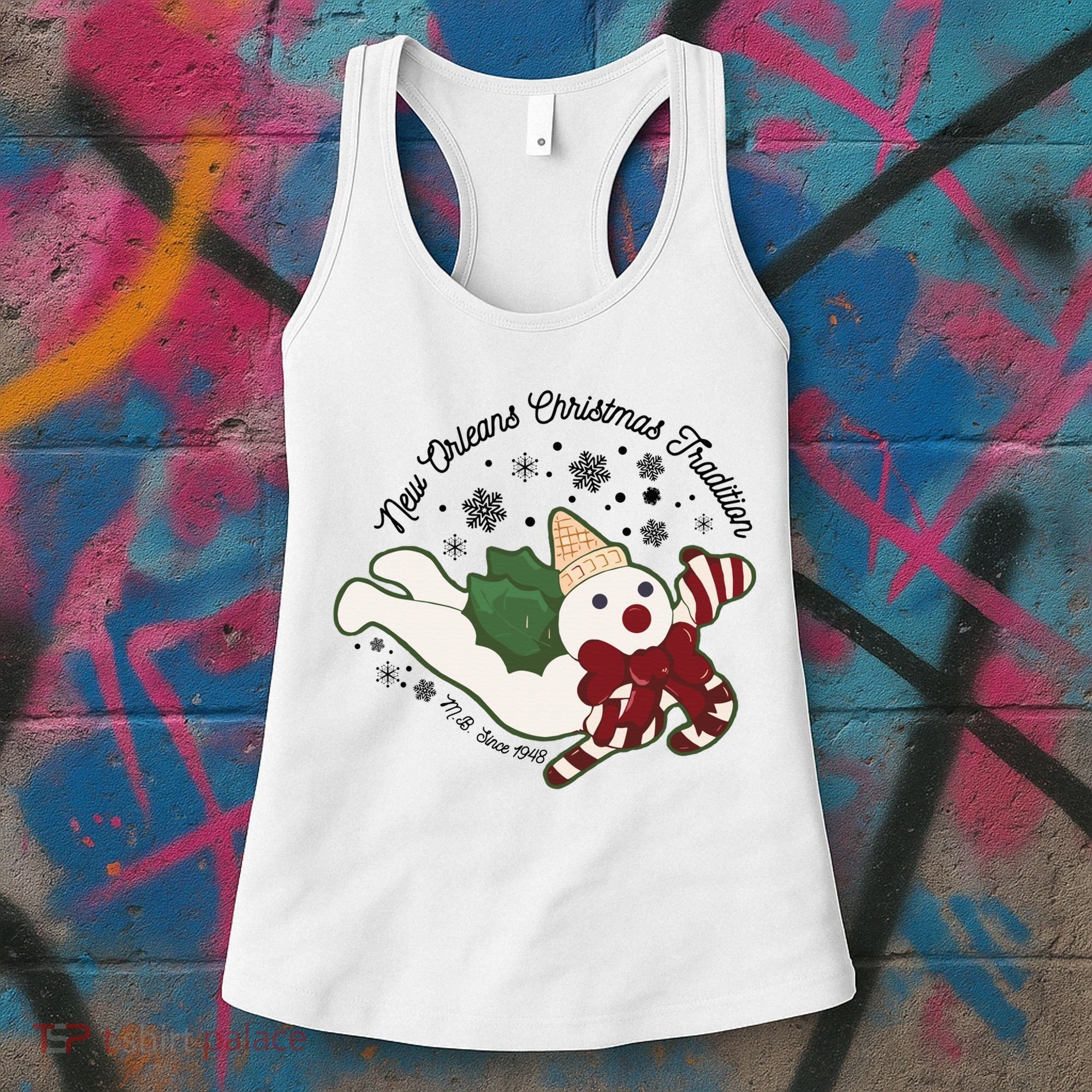 New Orleans Mr Bingle Christmas Tradition Snowmen Christmas Women's Tank Top