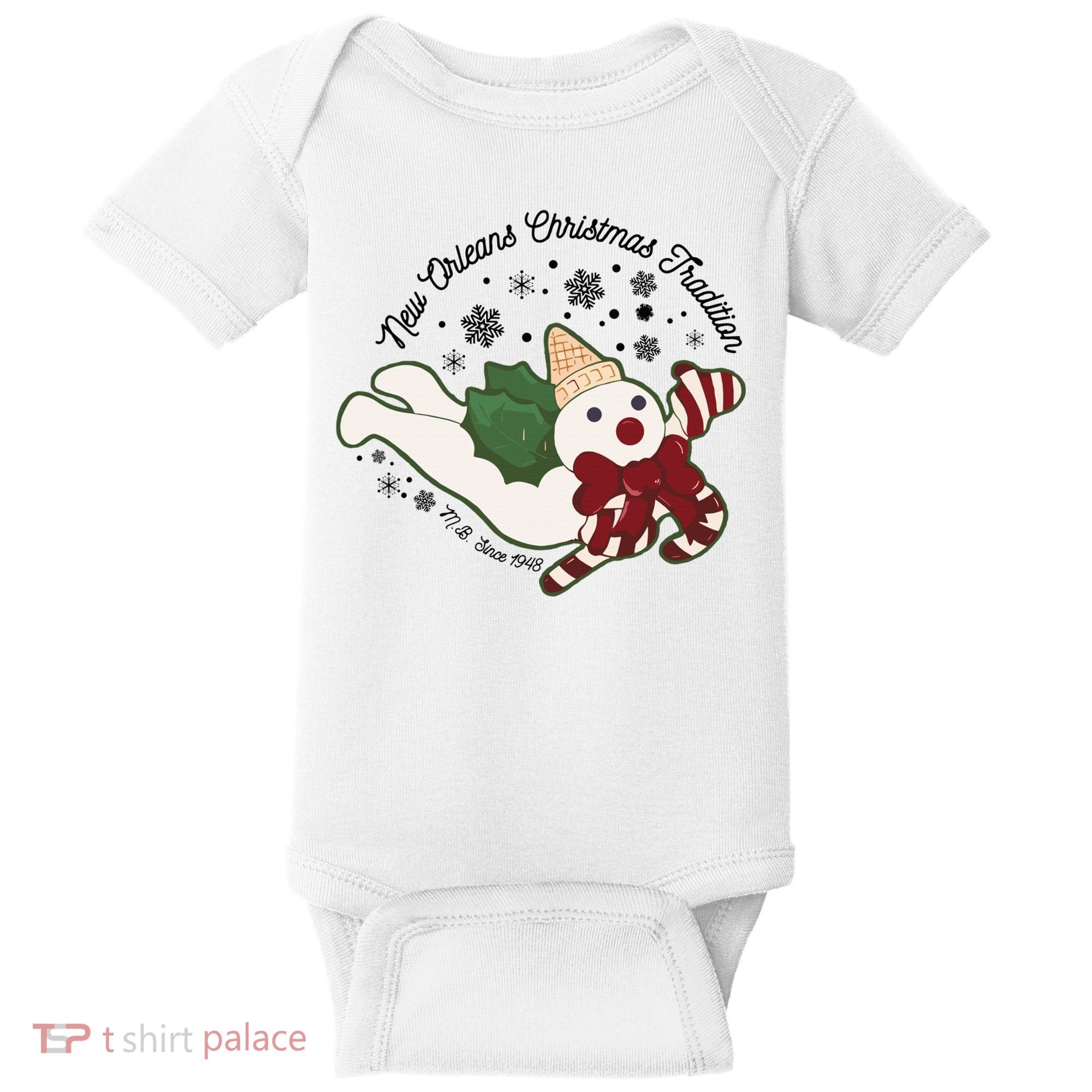 New Orleans Mr Bingle Christmas Tradition Snowmen Christmas Baby Bodysuit