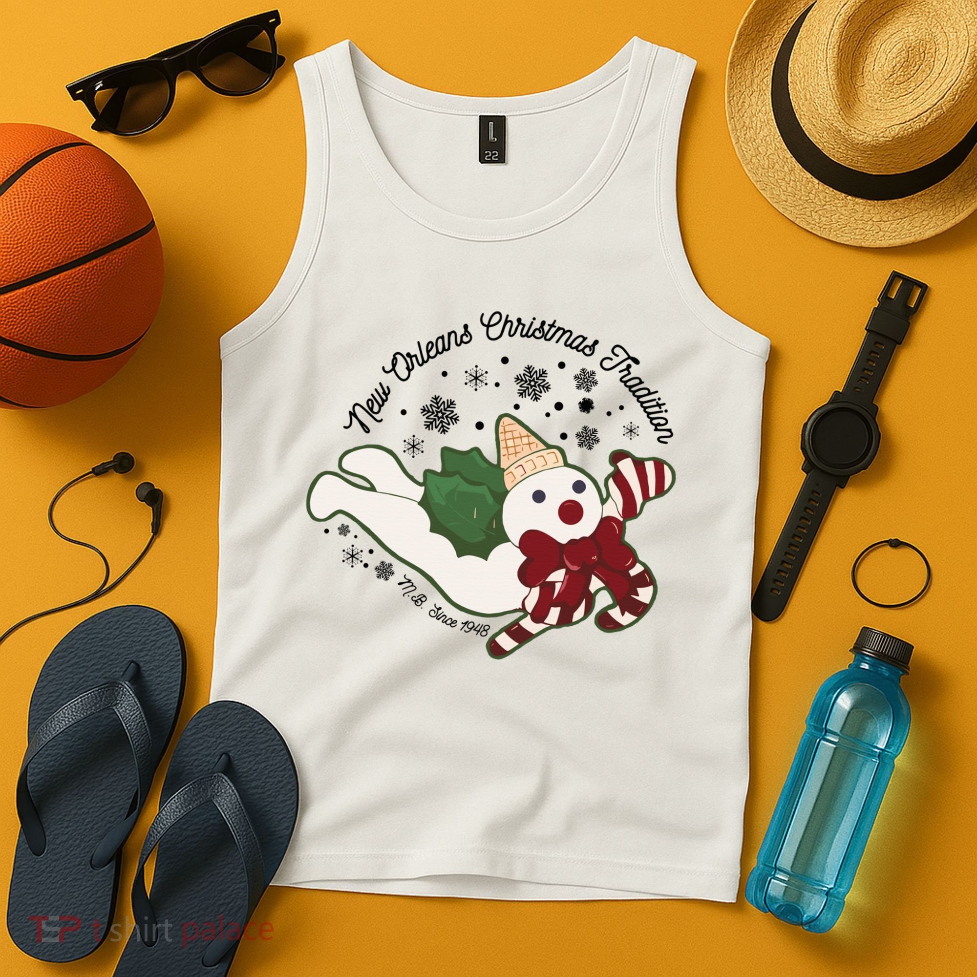 New Orleans Mr Bingle Christmas Tradition Snowmen Christmas Tank Top