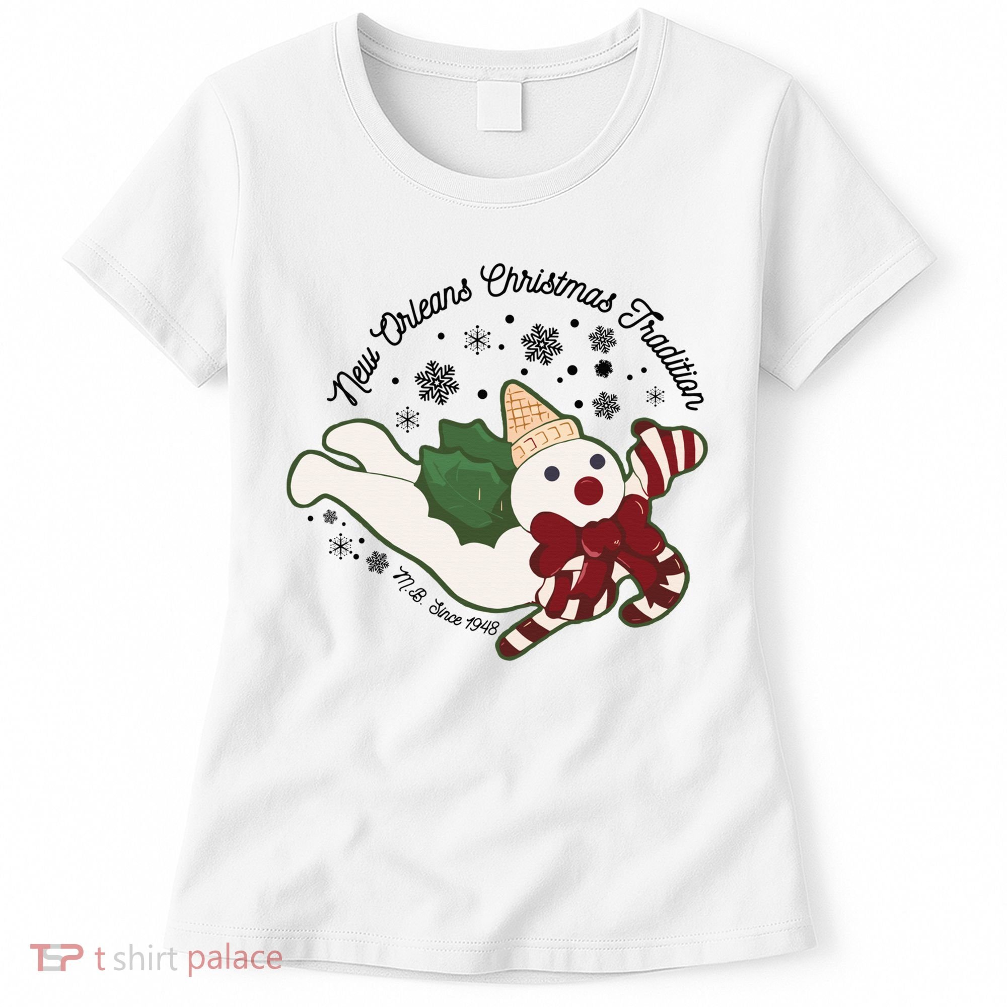 New Orleans Mr Bingle Christmas Tradition Snowmen Christmas Women's T-Shirt