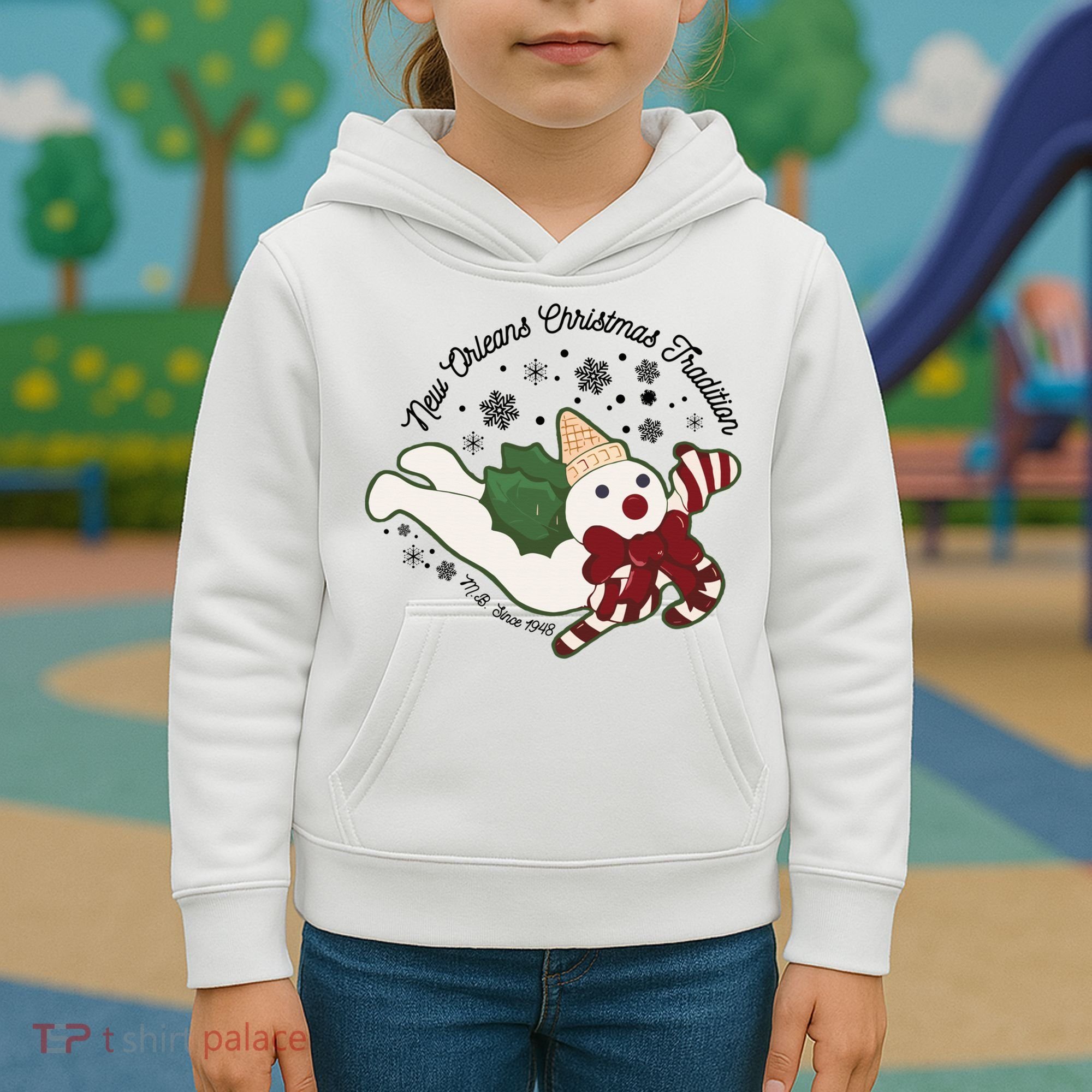 New Orleans Mr Bingle Christmas Tradition Snowmen Christmas Kids Hoodie