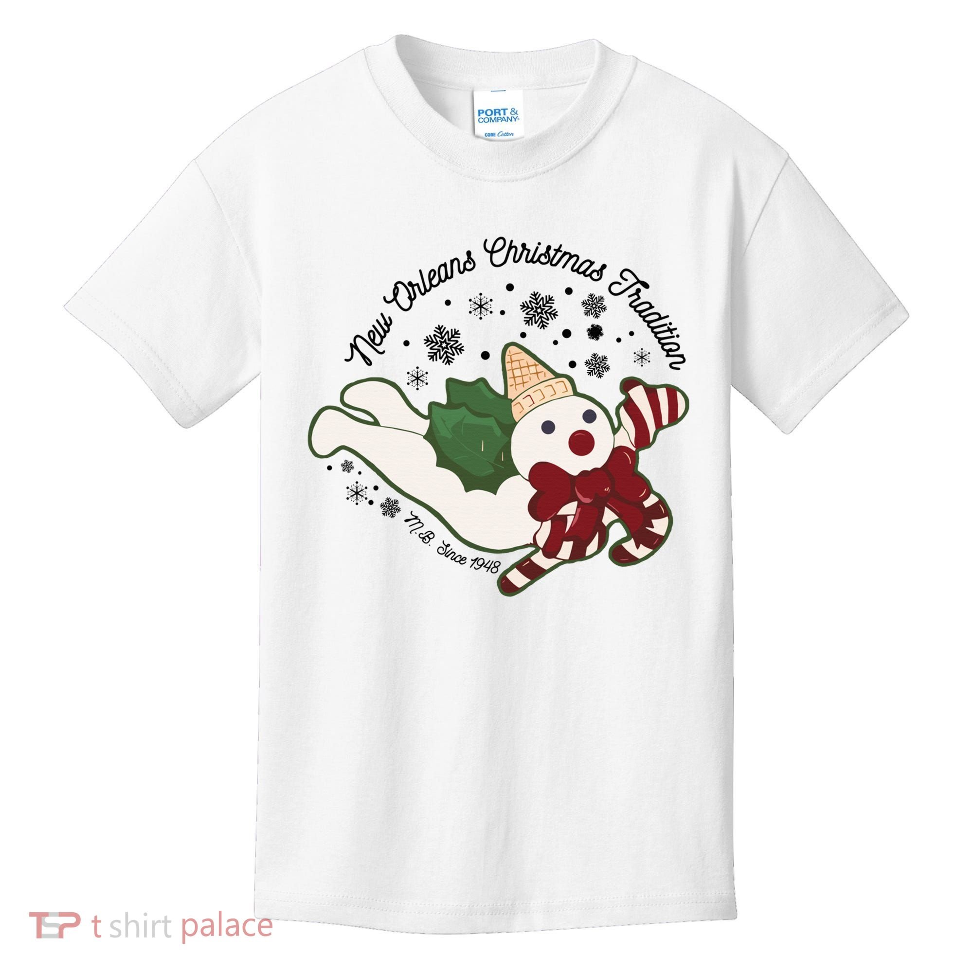 New Orleans Mr Bingle Christmas Tradition Snowmen Christmas Kids T-Shirt