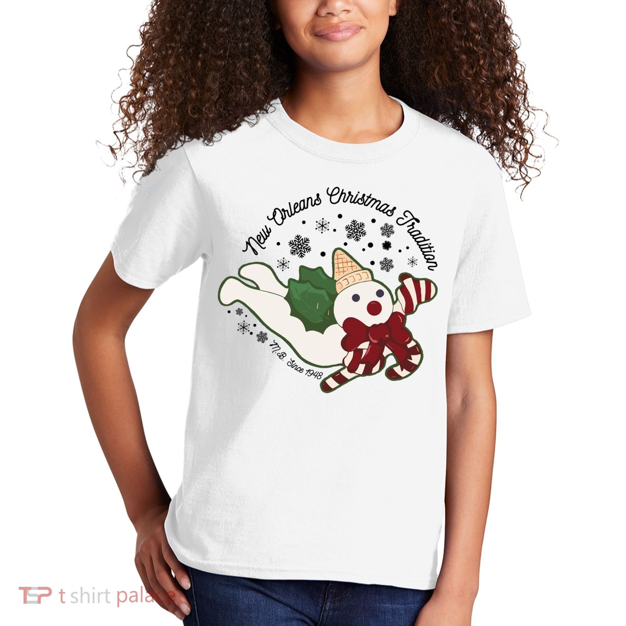 New Orleans Mr Bingle Christmas Tradition Snowmen Christmas Kids T-Shirt