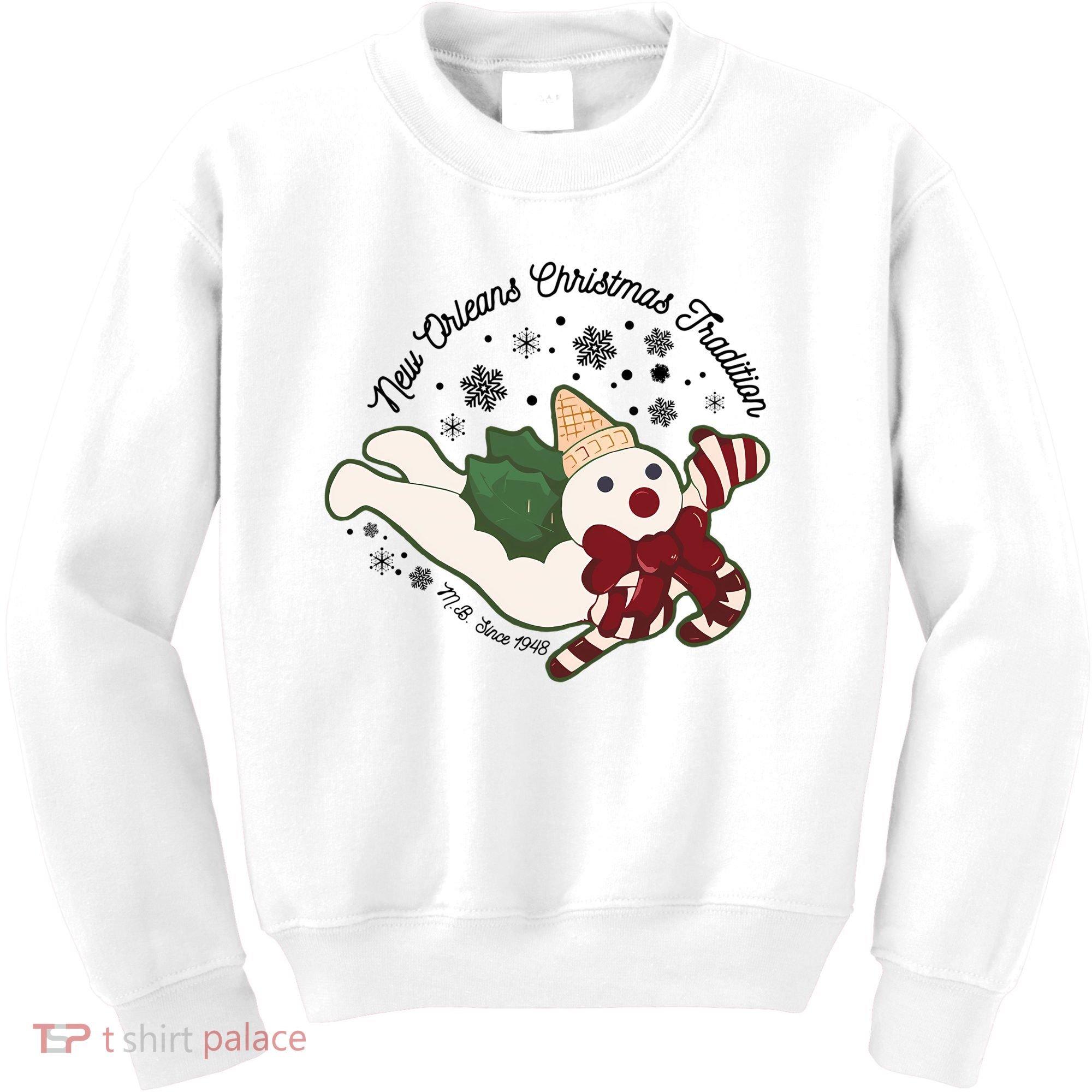 New Orleans Mr Bingle Christmas Tradition Snowmen Christmas Long Sleeve Kids Sweatshirt