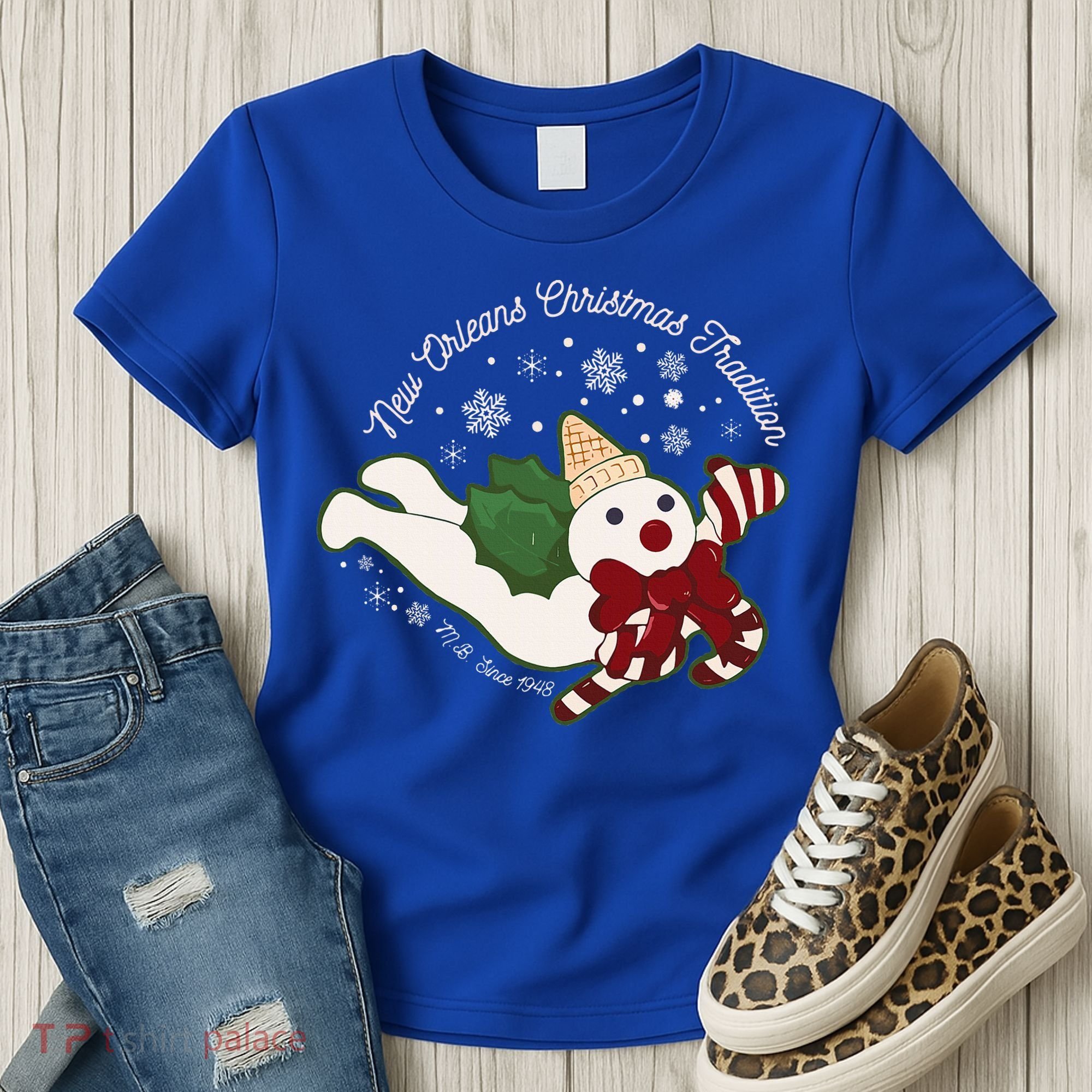 New Orleans Mr Bingle Christmas Tradition Snowmen Xmas Women's T-Shirt