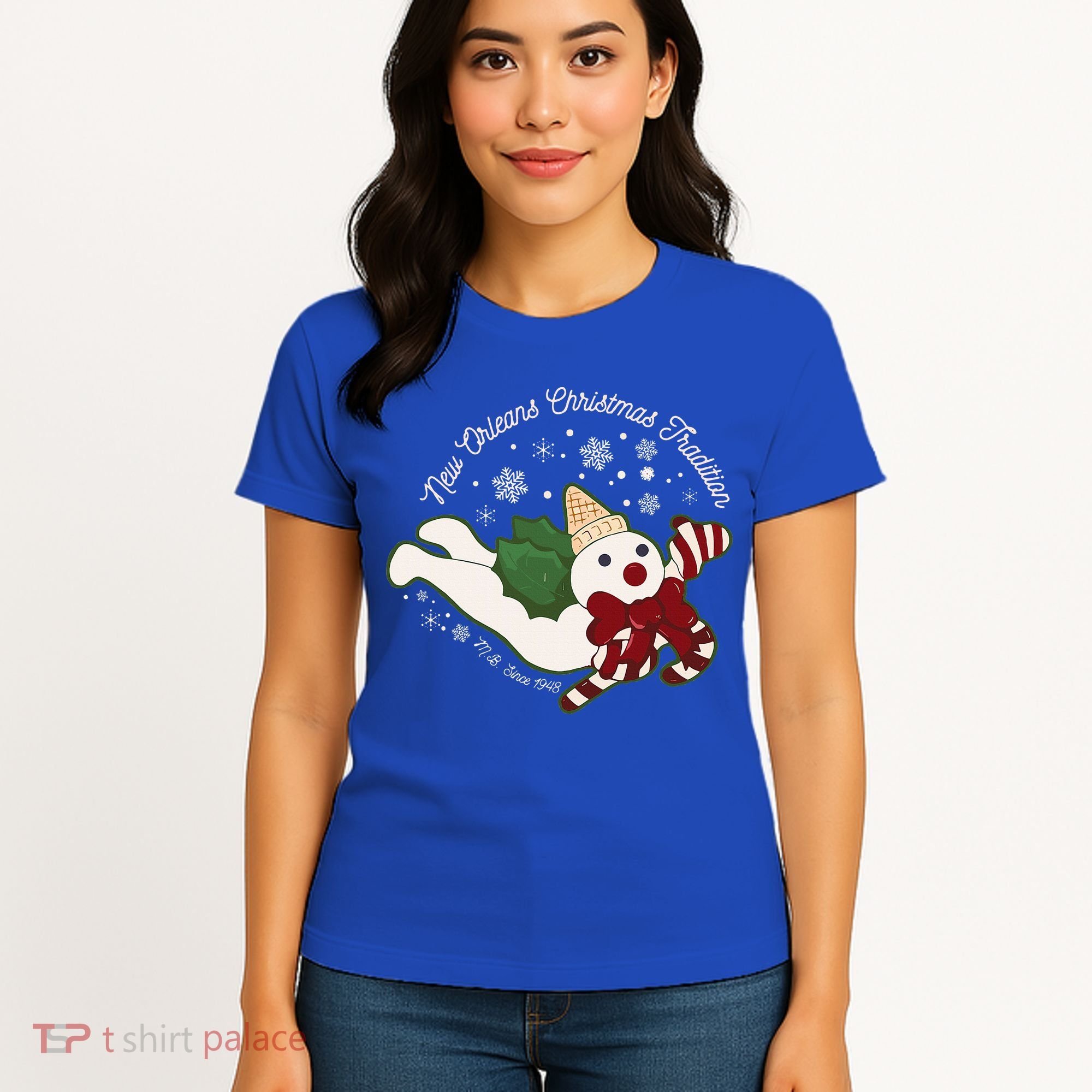 New Orleans Mr Bingle Christmas Tradition Snowmen Xmas Women's T-Shirt