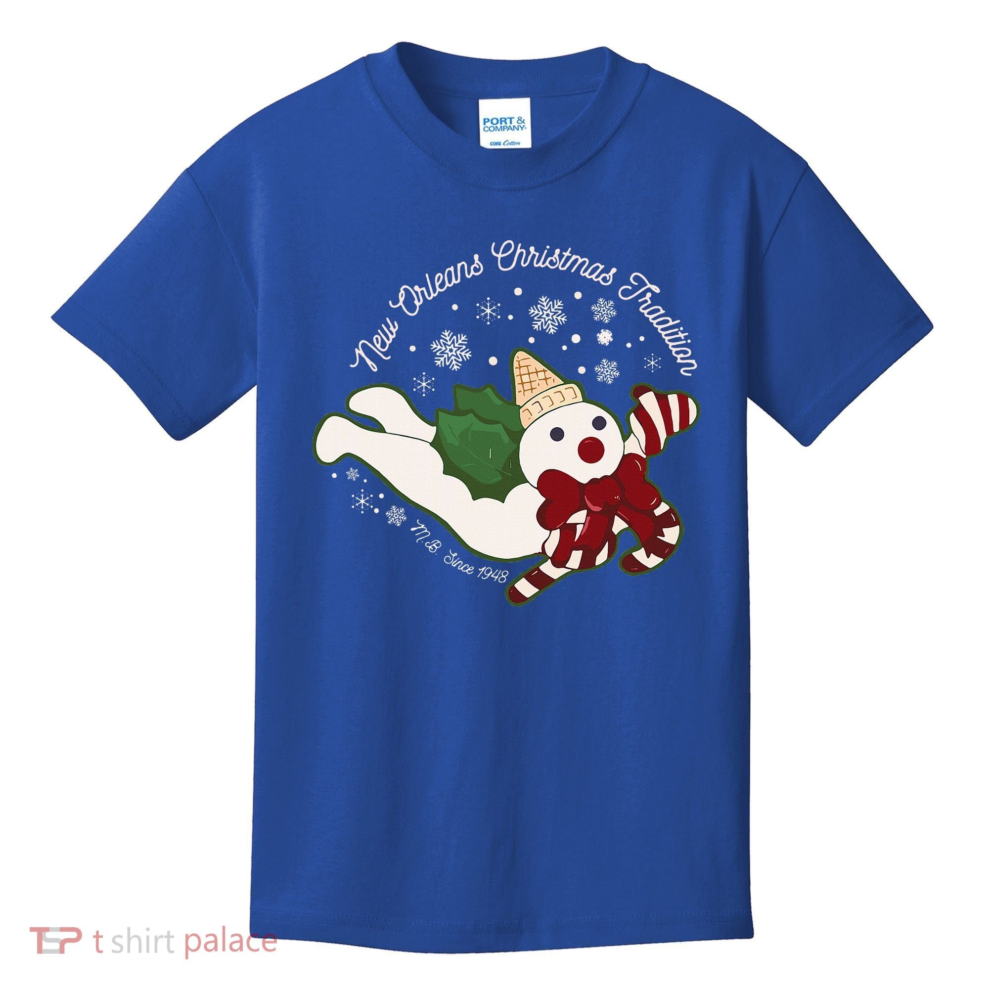 New Orleans Mr Bingle Christmas Tradition Snowmen Xmas Kids T-Shirt