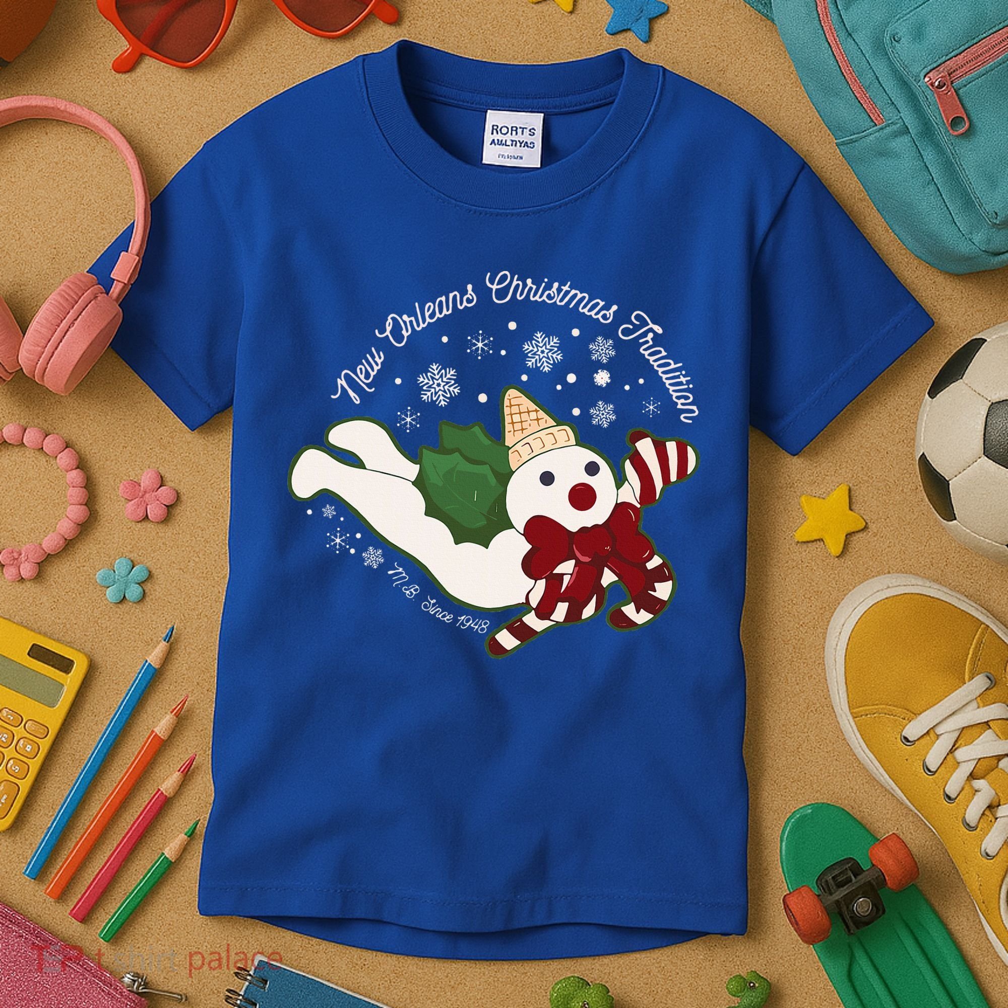 New Orleans Mr Bingle Christmas Tradition Snowmen Xmas Kids T-Shirt