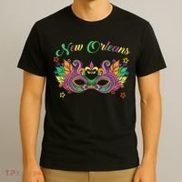 New Orleans Mardi Gras Souvenir Mask T-Shirt thumb 3