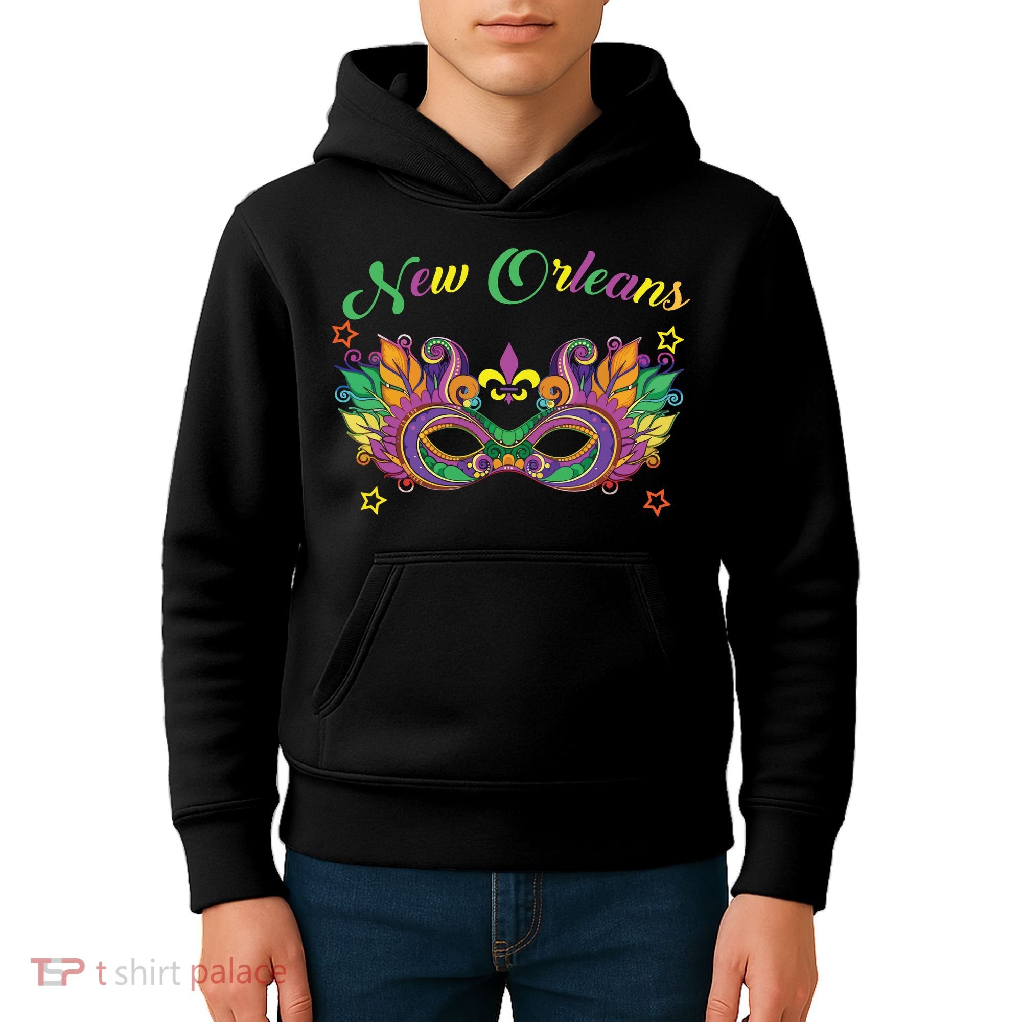 New Orleans Mardi Gras Souvenir Mask Kids Hoodie