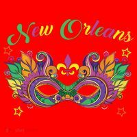 New Orleans Mardi Gras Souvenir Mask Santa Hat thumb 1