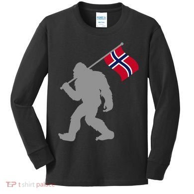 Norge Or Norwegian Flag On Norway Flag Kids Long Sleeve Shirt