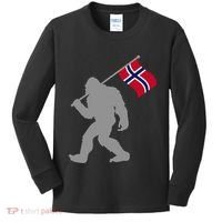 Norge Or Norwegian Flag On Norway Flag Kids Long Sleeve Shirt thumb 0