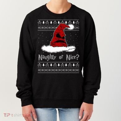 Naughty Or Nice? Sorting Santa Claus Ugly Christmas Sweater Women's Sweatshirt
