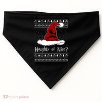 Naughty Or Nice? Sorting Santa Claus Ugly Christmas Sweater USA-Made Doggie Bandana thumb 0