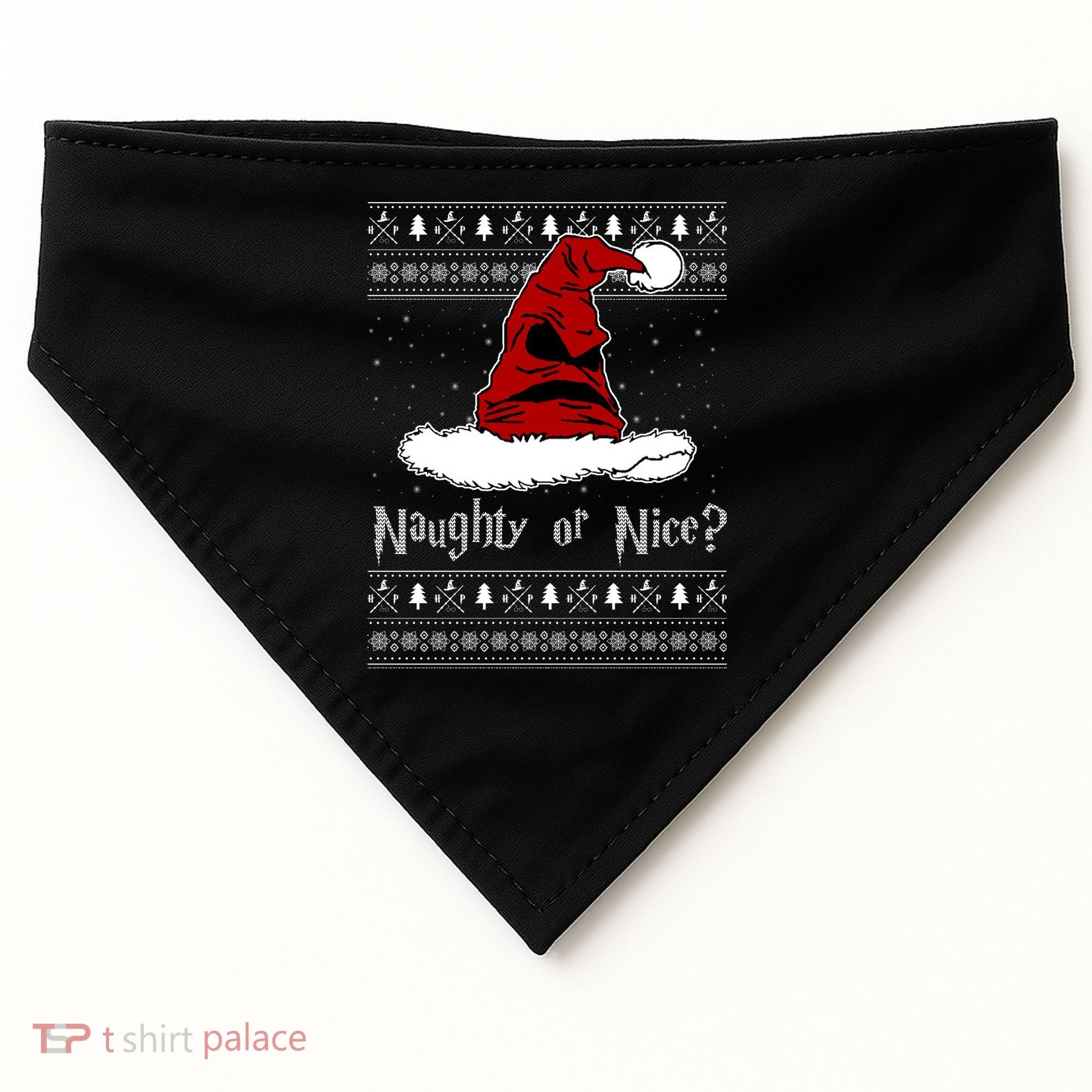 Naughty Or Nice? Sorting Santa Claus Ugly Christmas Sweater USA-Made Doggie Bandana