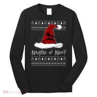 Naughty Or Nice? Sorting Santa Claus Ugly Christmas Sweater Long Sleeve Shirt thumb 0