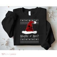 Naughty Or Nice? Sorting Santa Claus Ugly Christmas Sweater Sweatshirt thumb 2