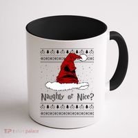 Naughty Or Nice? Sorting Santa Claus Ugly Christmas Sweater Coffee Mug thumb 1