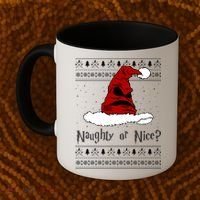 Naughty Or Nice? Sorting Santa Claus Ugly Christmas Sweater Coffee Mug thumb 2