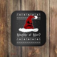 Naughty Or Nice? Sorting Santa Claus Ugly Christmas Sweater Coaster thumb 0