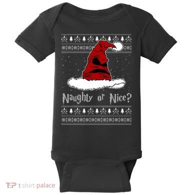 Naughty Or Nice? Sorting Santa Claus Ugly Christmas Sweater Baby Bodysuit