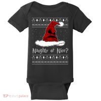 Naughty Or Nice? Sorting Santa Claus Ugly Christmas Sweater Baby Bodysuit thumb 0