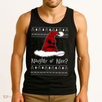 Naughty Or Nice? Sorting Santa Claus Ugly Christmas Sweater Tank Top thumb 3