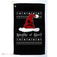 Naughty Or Nice? Sorting Santa Claus Ugly Christmas Sweater Golf Towel thumb 0
