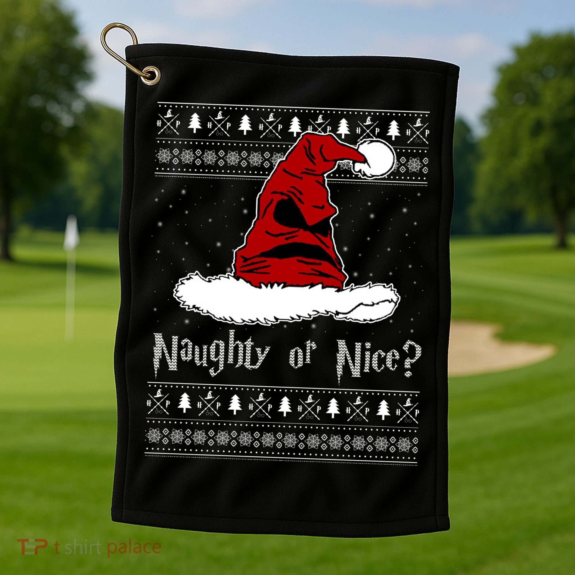 Naughty Or Nice? Sorting Santa Claus Ugly Christmas Sweater Golf Towel