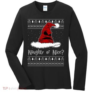 Naughty Or Nice? Sorting Santa Claus Ugly Christmas Sweater Women's Long Sleeve Shirt