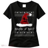 Naughty Or Nice? Sorting Santa Claus Ugly Christmas Sweater Women's T-Shirt thumb 0