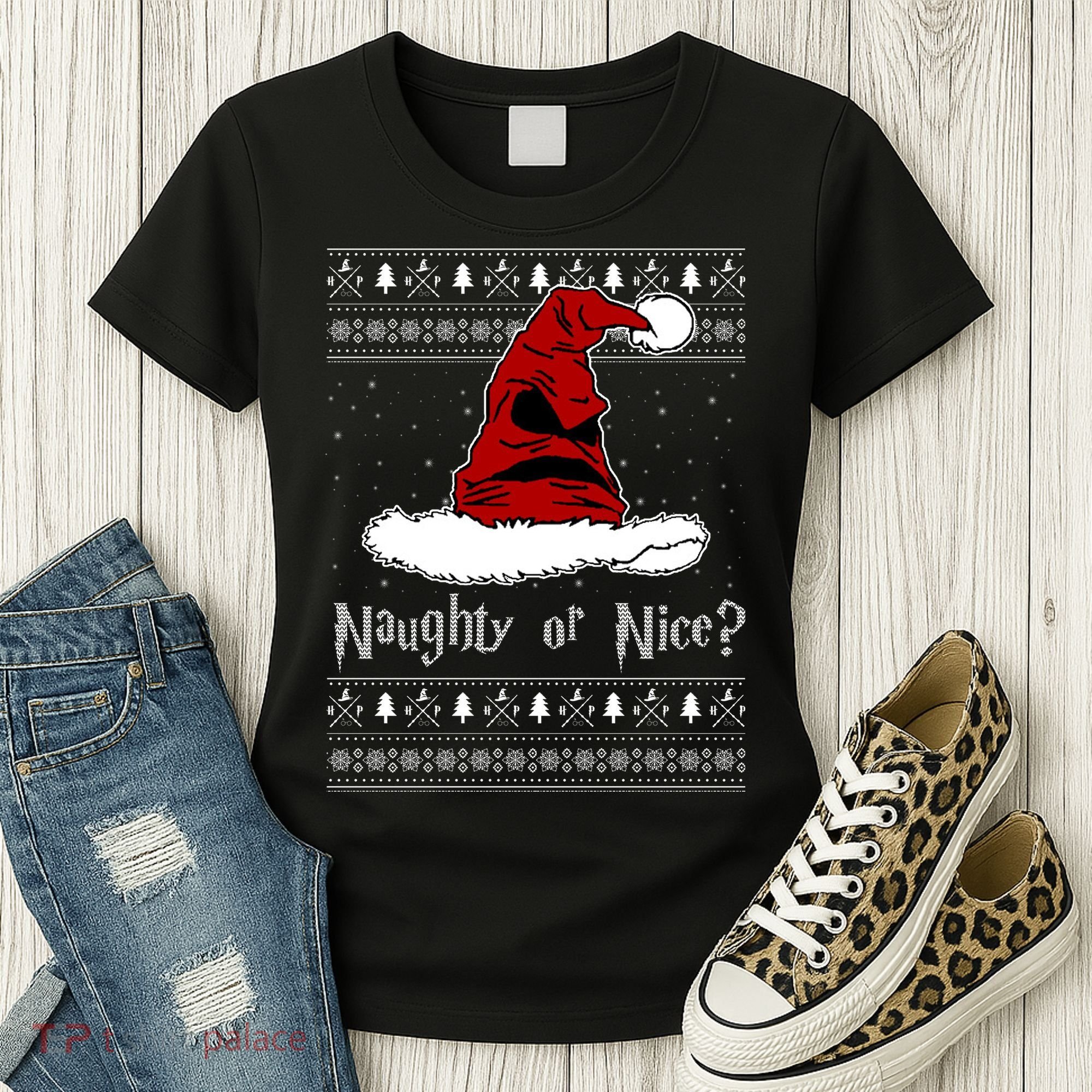 Naughty Or Nice? Sorting Santa Claus Ugly Christmas Sweater Women's T-Shirt