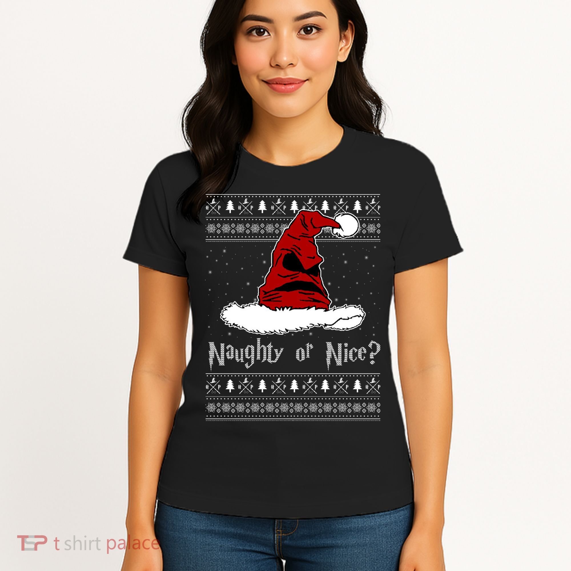 Naughty Or Nice? Sorting Santa Claus Ugly Christmas Sweater Women's T-Shirt