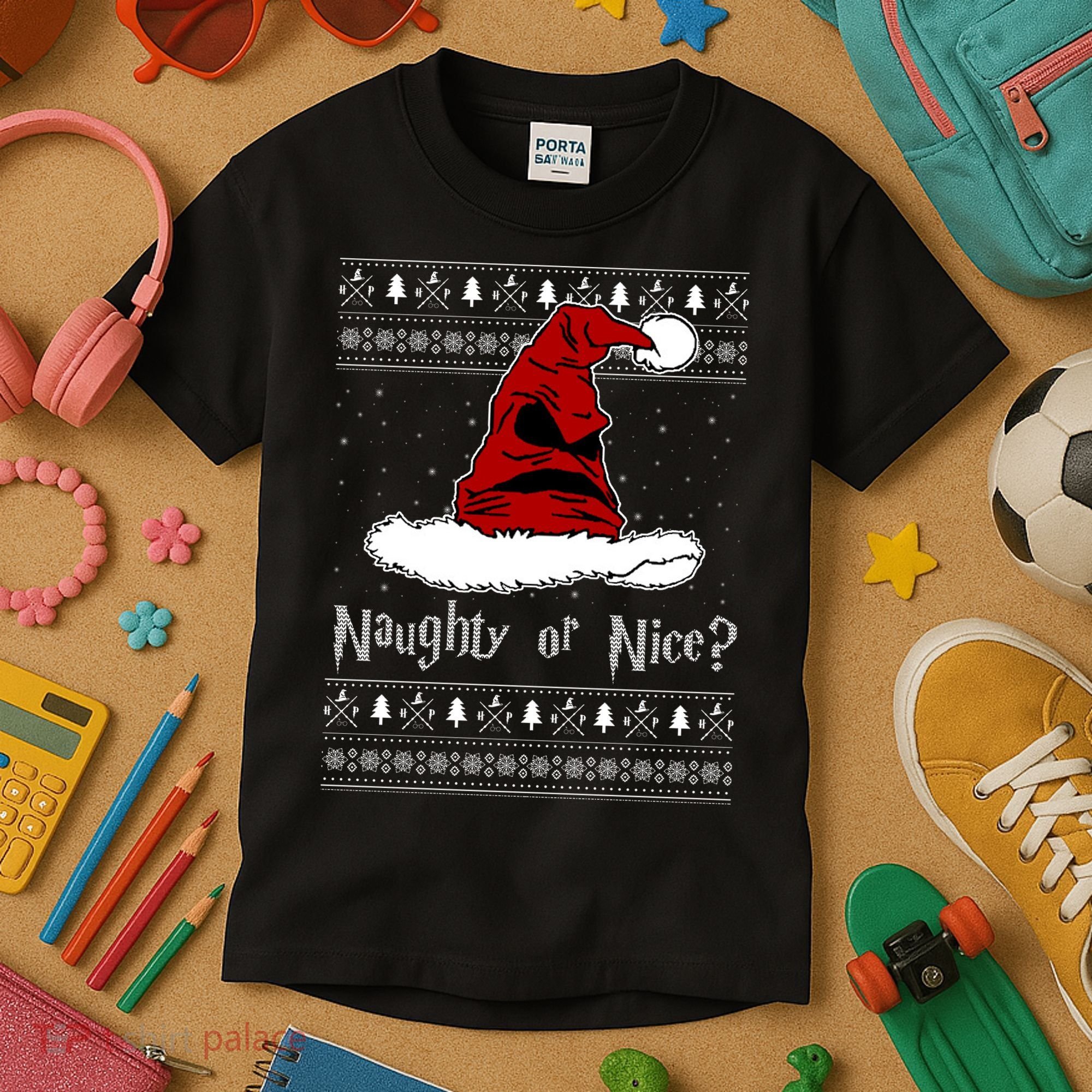 Naughty Or Nice? Sorting Santa Claus Ugly Christmas Sweater Kids T-Shirt