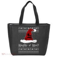 Naughty Or Nice? Sorting Santa Claus Ugly Christmas Sweater Tote Bag thumb 0