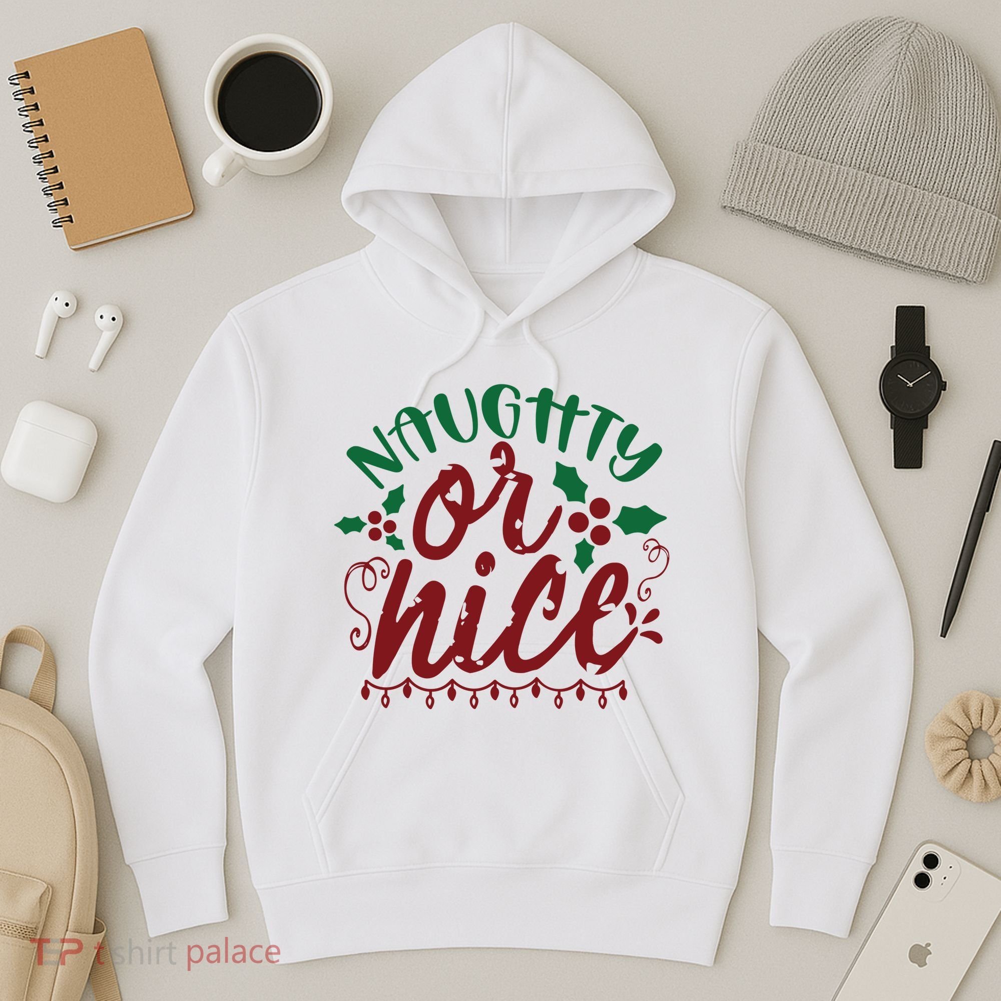Naughty Or Nice Christmas Holiday Festive Hoodie