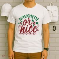 Naughty Or Nice Christmas Holiday Festive T-Shirt thumb 6