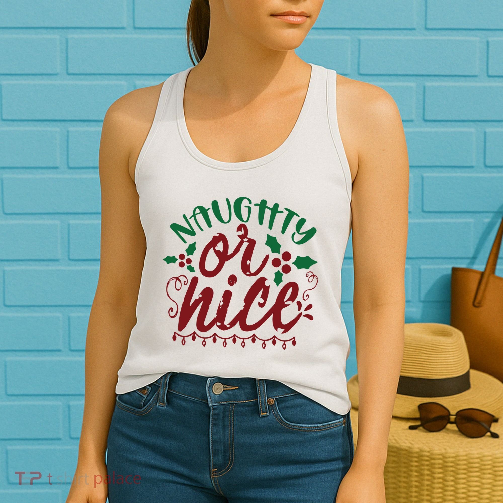 Naughty Or Nice Christmas Holiday Festive Women's Tank Top