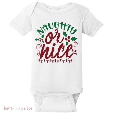 Naughty Or Nice Christmas Holiday Festive Baby Bodysuit