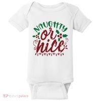 Naughty Or Nice Christmas Holiday Festive Baby Bodysuit thumb 0