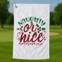 Naughty Or Nice Christmas Holiday Festive Golf Towel thumb 1