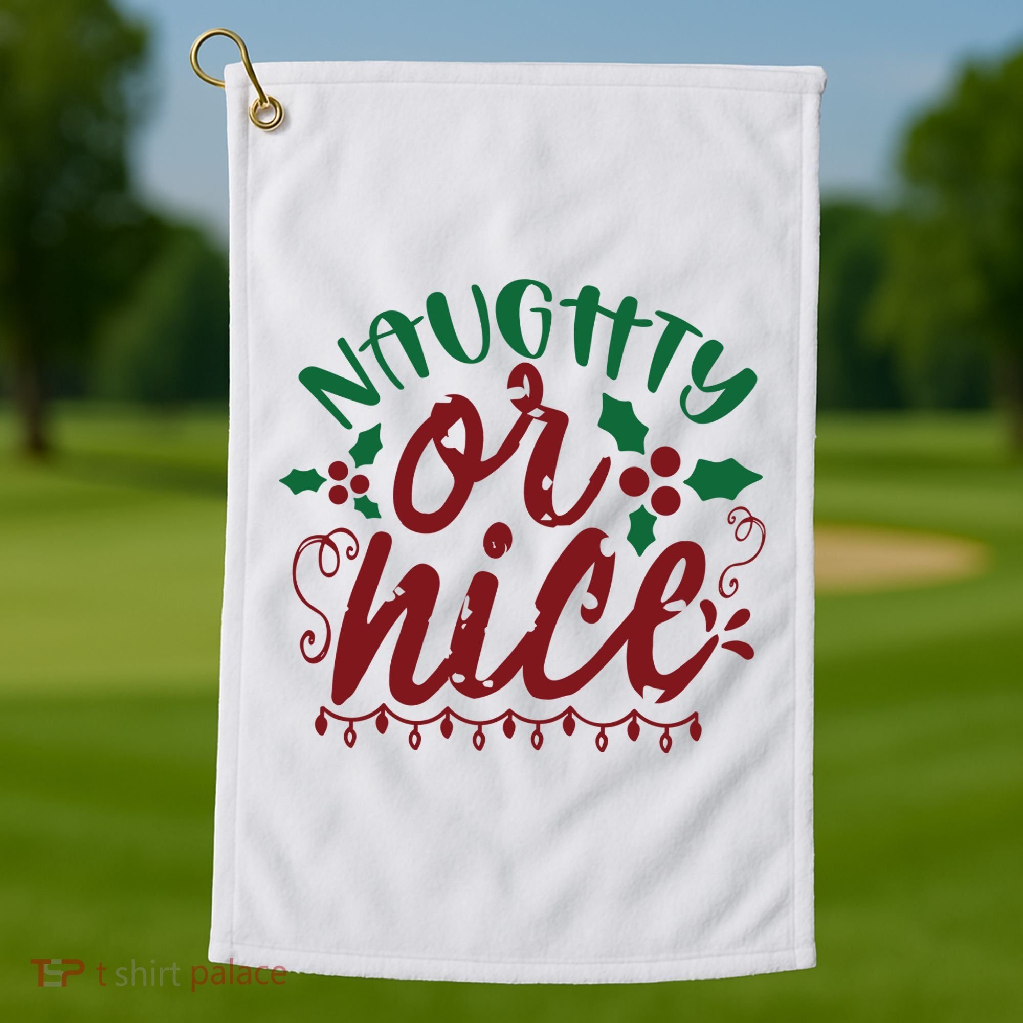 Naughty Or Nice Christmas Holiday Festive Golf Towel