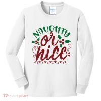 Naughty Or Nice Christmas Holiday Festive Kids Long Sleeve Shirt thumb 0
