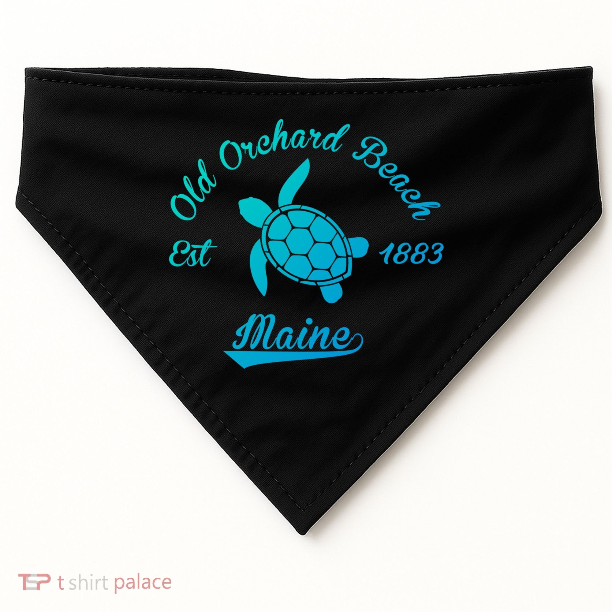 Nautical Old Orchard Beach Maine Sea Turtle Gift USA-Made Doggie Bandana