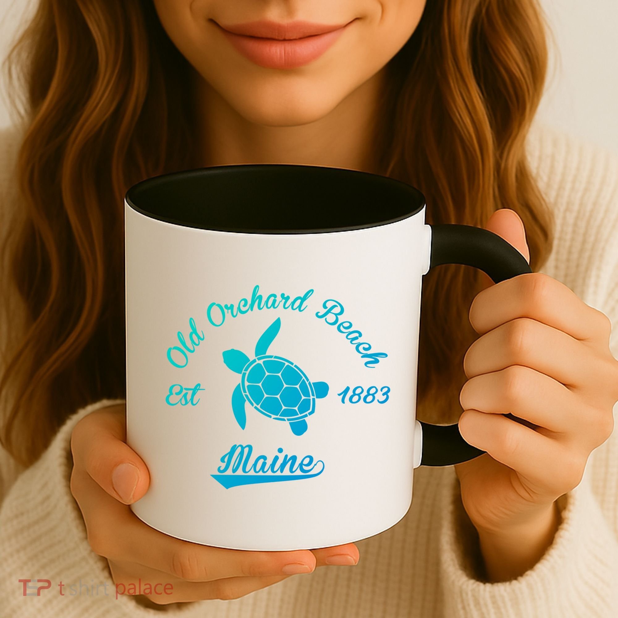 Nautical Old Orchard Beach Maine Sea Turtle Gift Coffee Mug