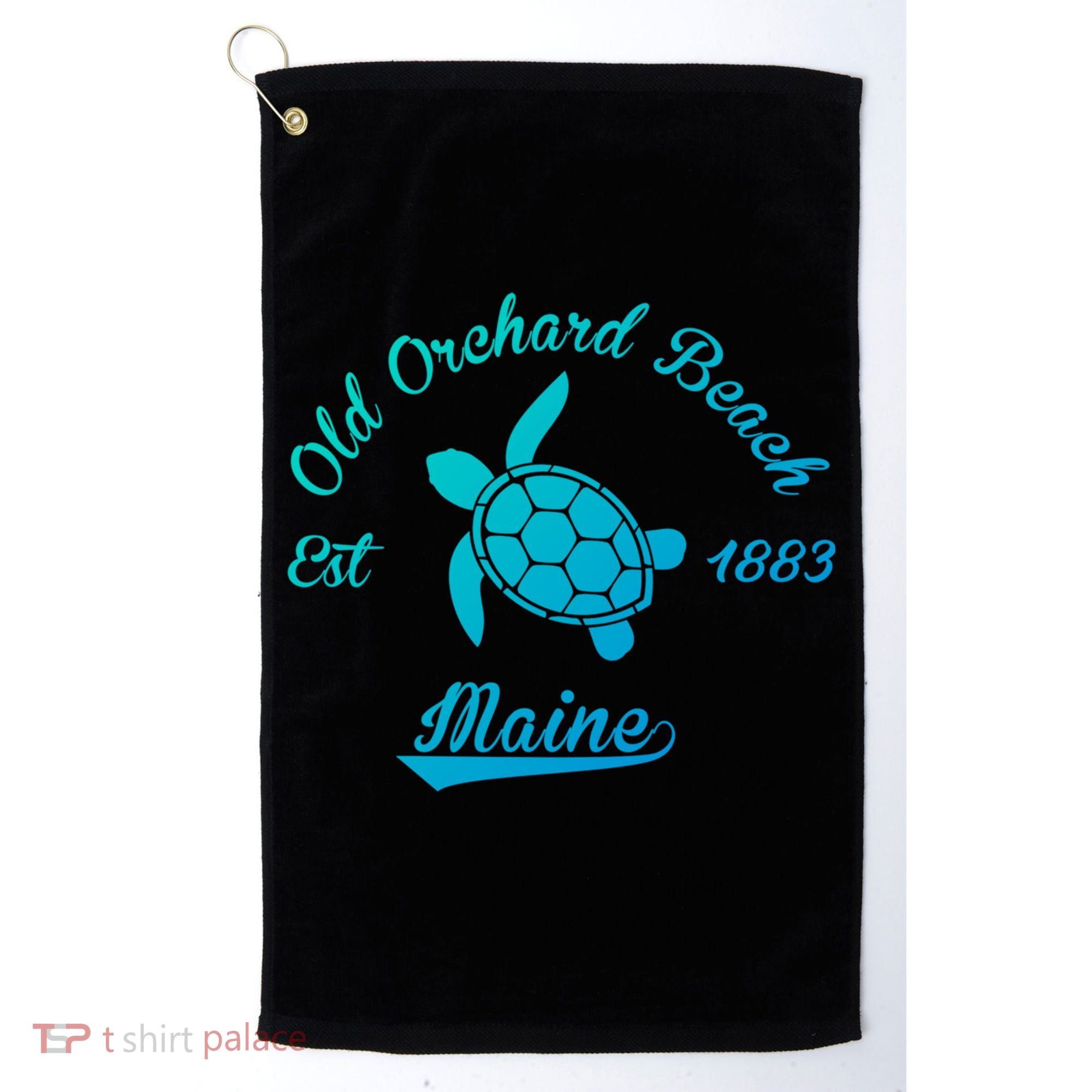 Nautical Old Orchard Beach Maine Sea Turtle Gift Golf Towel